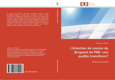 L'intention de cession du dirigeant de PME: vers quelles transitions?