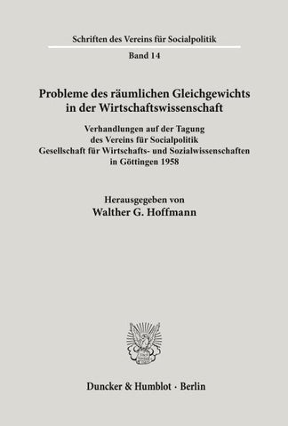Probleme des räumlichen Gleichgewichts in der Wirtschaftswissenschaft.
