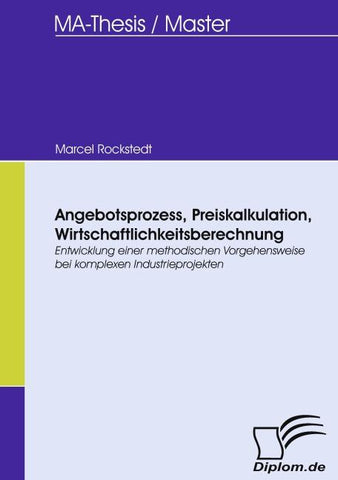 Angebotsprozess, Preiskalkulation, Wirtschaftlichkeitsberechnung