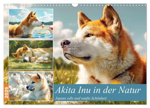 Akita Inu in der Natur. Japans edle und sanfte Schönheit (Wandkalender 2026 DIN A3 quer), CALVENDO Monatskalender