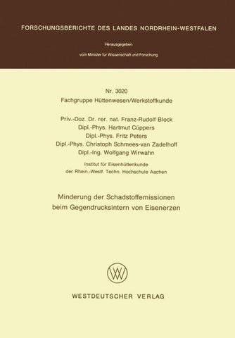 Minderung der Schadstoffemissionen beim Gegendrucksintern von Eisenerzen