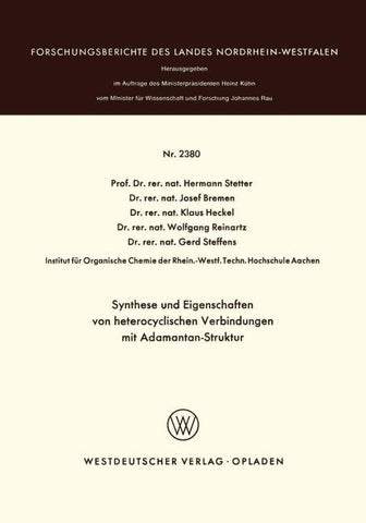Synthese und Eigenschaften von heterocyclischen Verbindungen mit Adamantan-Struktur