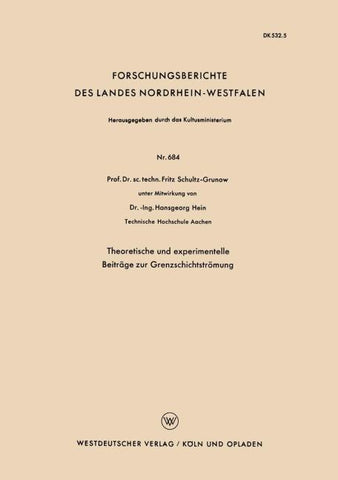 Theoretische und experimentelle Beiträge zur Grenzschichtströmung