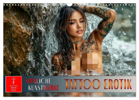 Tattoo Erotik - Sinnliche Kunstwerke (Wandkalender 2026 DIN A3 quer), CALVENDO Monatskalender