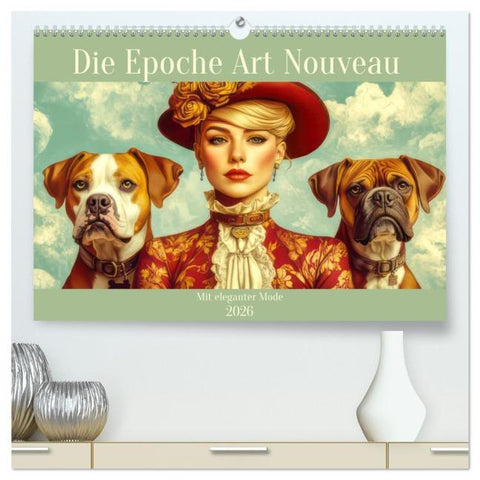 Die Epoche Art Nouveau - Mit eleganter Mode (hochwertiger Premium Wandkalender 2026 DIN A2 quer), Kunstdruck in Hochglanz