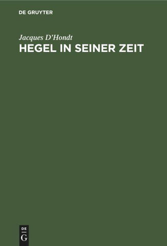 Hegel in seiner Zeit