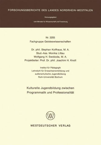 Kulturelle Jugendbildung zwischen Programmatik und Professionalität