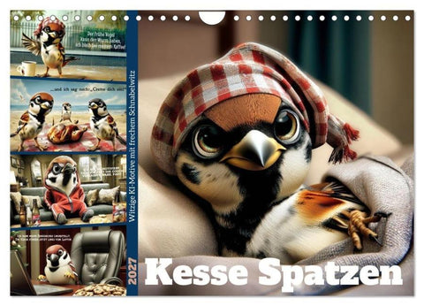 Kesse Spatzen (Wandkalender 2027 DIN A4 quer), CALVENDO Monatskalender