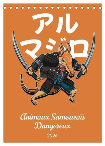 Animaux Samouraïs Dangereux (Calendrier de bureau 2026 DIN A5 horizontal), CALVENDO calendrier mensuel