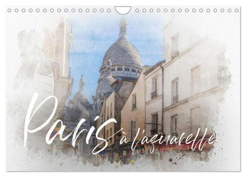 Paris à l'aquarelle (Wandkalender 2026 DIN A4 quer), CALVENDO Monatskalender