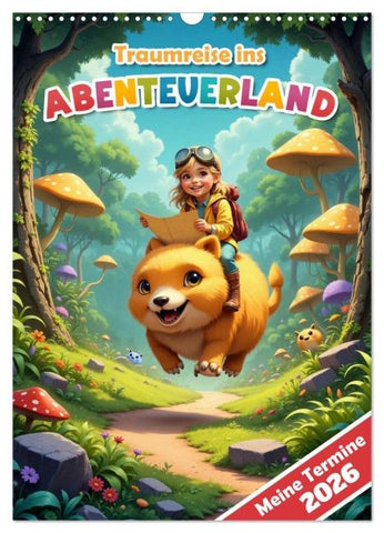 Traumreise ins Abenteuerland - Planer für Kinder (Wandkalender 2026 DIN A3 hoch), CALVENDO Monatskalender
