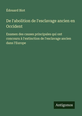De l'abolition de l'esclavage ancien en Occident
