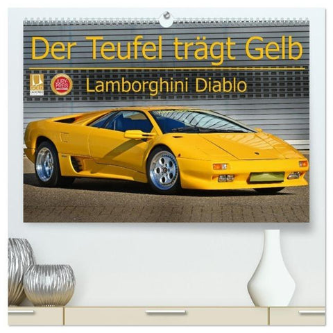 Der Teufel trägt Gelb - Lamborghini Diablo (hochwertiger Premium Wandkalender 2026 DIN A2 quer), Kunstdruck in Hochglanz