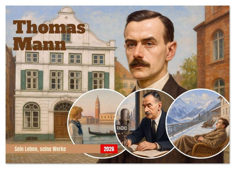 Thomas Mann. Sein Leben, seine Werke (Wandkalender 2026 DIN A3 quer), CALVENDO Monatskalender