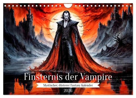 Finsternis der Vampire - Mystischer düsterer Fantasy Kalender (Wandkalender 2026 DIN A4 quer), CALVENDO Monatskalender