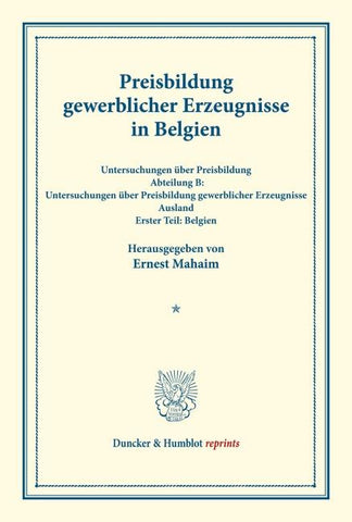 Preisbildung gewerblicher Erzeugnisse in Belgien.