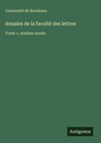 Annales de la faculté des lettres