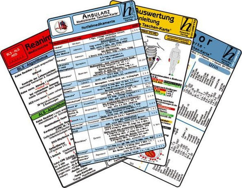 Ambulanz Karten-Set 2025 - EKG, Laborwerte, Notfallmedikamente, Reanimation