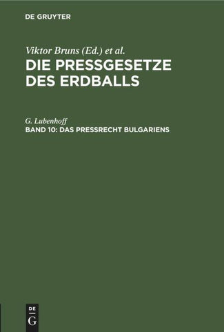 Das Preßrecht Bulgariens
