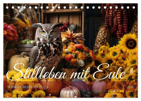 Stillleben mit Eule (Tischkalender 2026 DIN A5 quer), CALVENDO Monatskalender