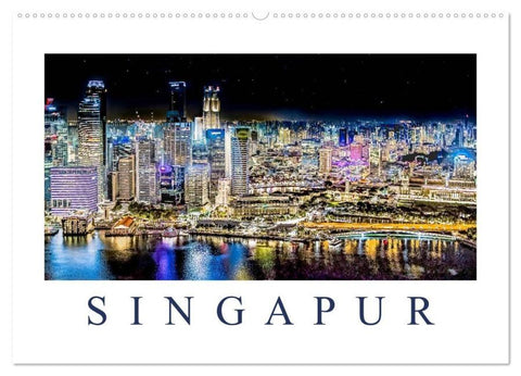 Singapur - Asiatische Metropole bei Nacht (Wandkalender 2026 DIN A2 quer), CALVENDO Monatskalender