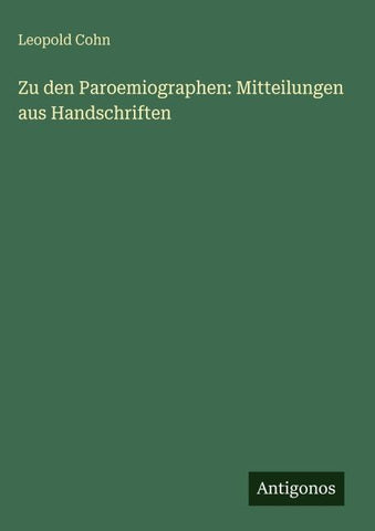 Zu den Paroemiographen: Mitteilungen aus Handschriften