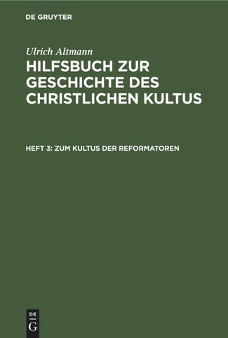 Zum Kultus der Reformatoren