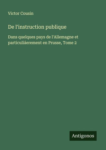De l'instruction publique