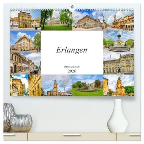 Erlangen Impressionen (hochwertiger Premium Wandkalender 2026 DIN A2 quer), Kunstdruck in Hochglanz