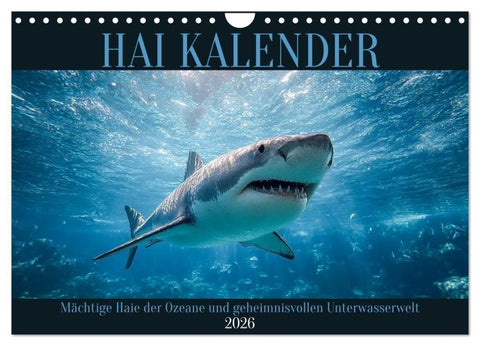 Hai Kalender - Mächtige Haie der Ozeane und geheimnisvollen Unterwasserwelt (Wandkalender 2026 DIN A4 quer), CALVENDO Monatskalender