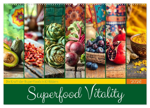 Superfood Vitality - Die Kraft der Superfoods in KI-Bildern (Wandkalender 2026 DIN A2 quer), CALVENDO Monatskalender