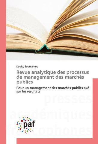 Revue analytique des processus de management des marchés publics