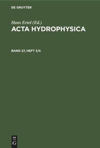 Acta Hydrophysica. Band 27, Heft 3/4