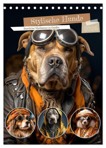 Stylische Hunde (Tischkalender 2026 DIN A5 hoch), CALVENDO Monatskalender