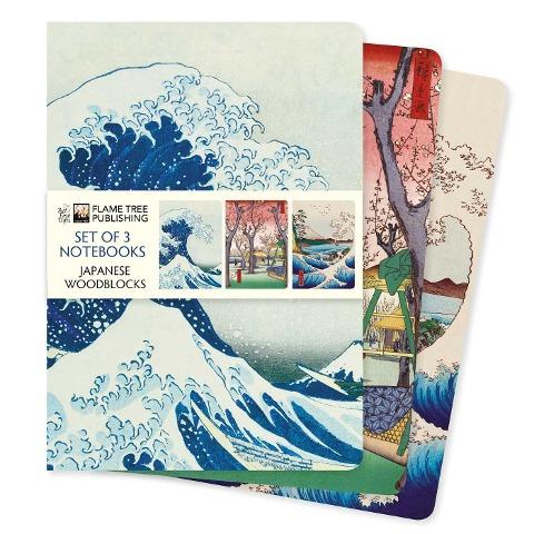 Dreier Set DIN-A5-Format-Notizbücher: Japanische Holzschnitte