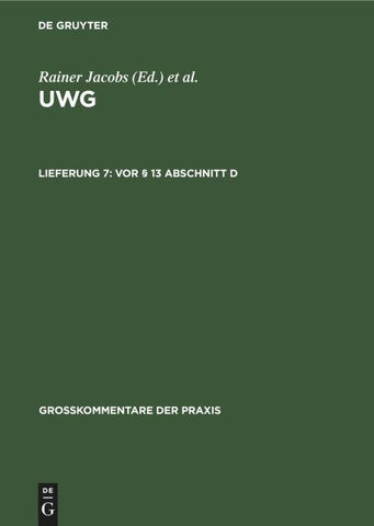Vor § 13 Abschnitt D
