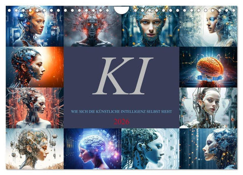 KI - Wie sich die künstliche Intelligenz selbst sieht (Wandkalender 2026 DIN A4 quer), CALVENDO Monatskalender