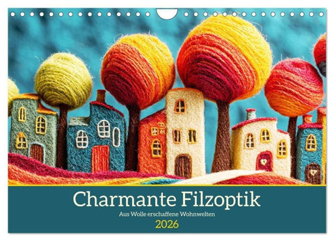Charmante Filzoptik. Aus Wolle erschaffene Wohnwelten (Wandkalender 2026 DIN A4 quer), CALVENDO Monatskalender