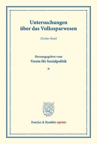 Untersuchungen über das Volkssparwesen.