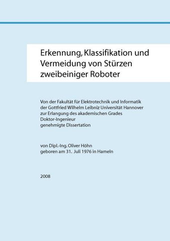 Erkennung, Klassifikation und Vermeidung von Stürzen zweibeiniger Roboter