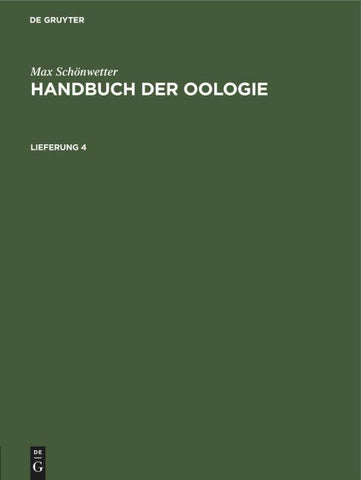 Handbuch der Oologie. Lieferung 4