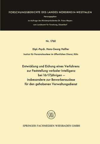 Entwicklung und Eichung eines Verfahrens zur Feststellung verbaler Intelligenz bei 16/17jährigen