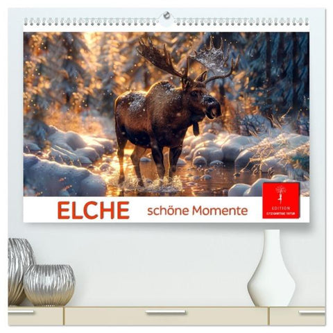 Elche - schöne Momente (hochwertiger Premium Wandkalender 2026 DIN A2 quer), Kunstdruck in Hochglanz