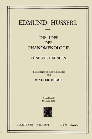 Die Idee der Phänomenologie
