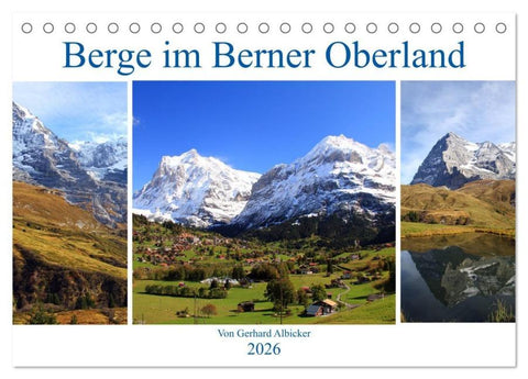 Berge im Berner Oberland (Tischkalender 2026 DIN A5 quer), CALVENDO Monatskalender
