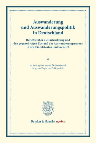 Auswanderung und Auswanderungspolitik in Deutschland.