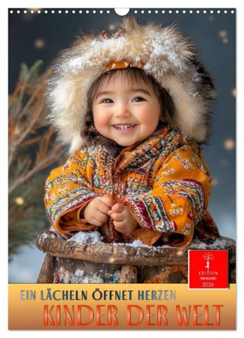 Kinder der Welt - ein Lächeln öffnet Herzen (Wandkalender 2026 DIN A3 hoch), CALVENDO Monatskalender