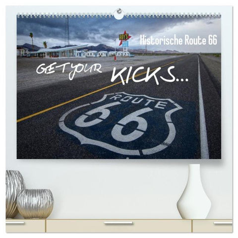 Route 66 (hochwertiger Premium Wandkalender 2026 DIN A2 quer), Kunstdruck in Hochglanz