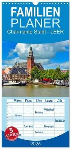 Familienplaner 2026 - Charmante Stadt - LEER mit 5 Spalten (Wandkalender, 21 x 45 cm) CALVENDO