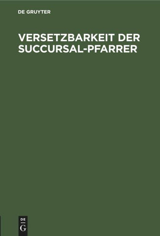 Versetzbarkeit der Succursal-Pfarrer